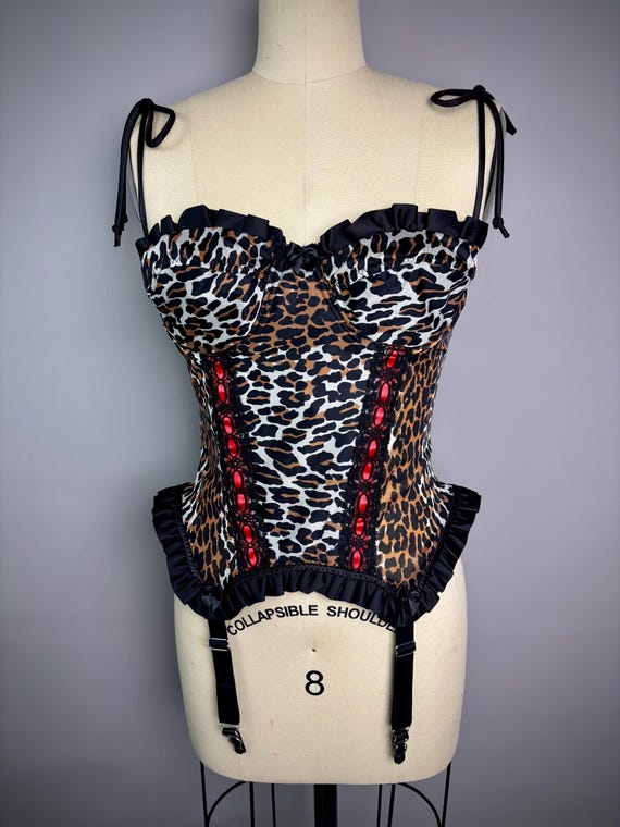 Leopard Vintage Nylon Bustier Garter Top