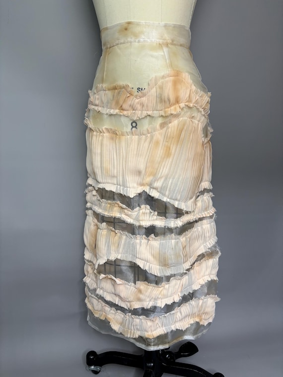 Sheer Organza Pleated Burnout Skirt