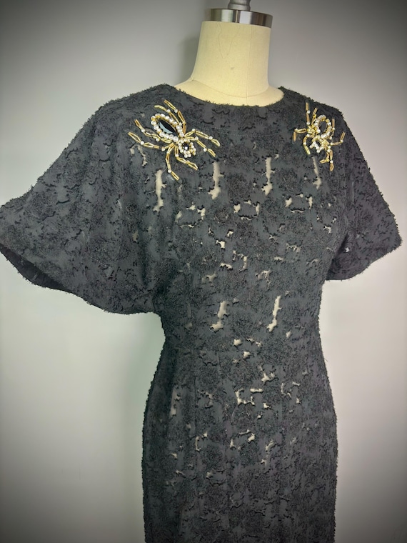 Black Sheer Burnout Rhinestone Spider Dress