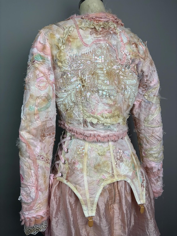 Pink Silk Vintage Lingerie Patchwork Jacket
