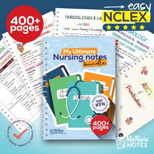Ensemble ultime pour la réussite en soins infirmiers : plus de 400 pages de notes manuscrites par une infirmière autorisée - Conçu pour vous aider à réussir dans une école d'infirmières - Concis et complet !