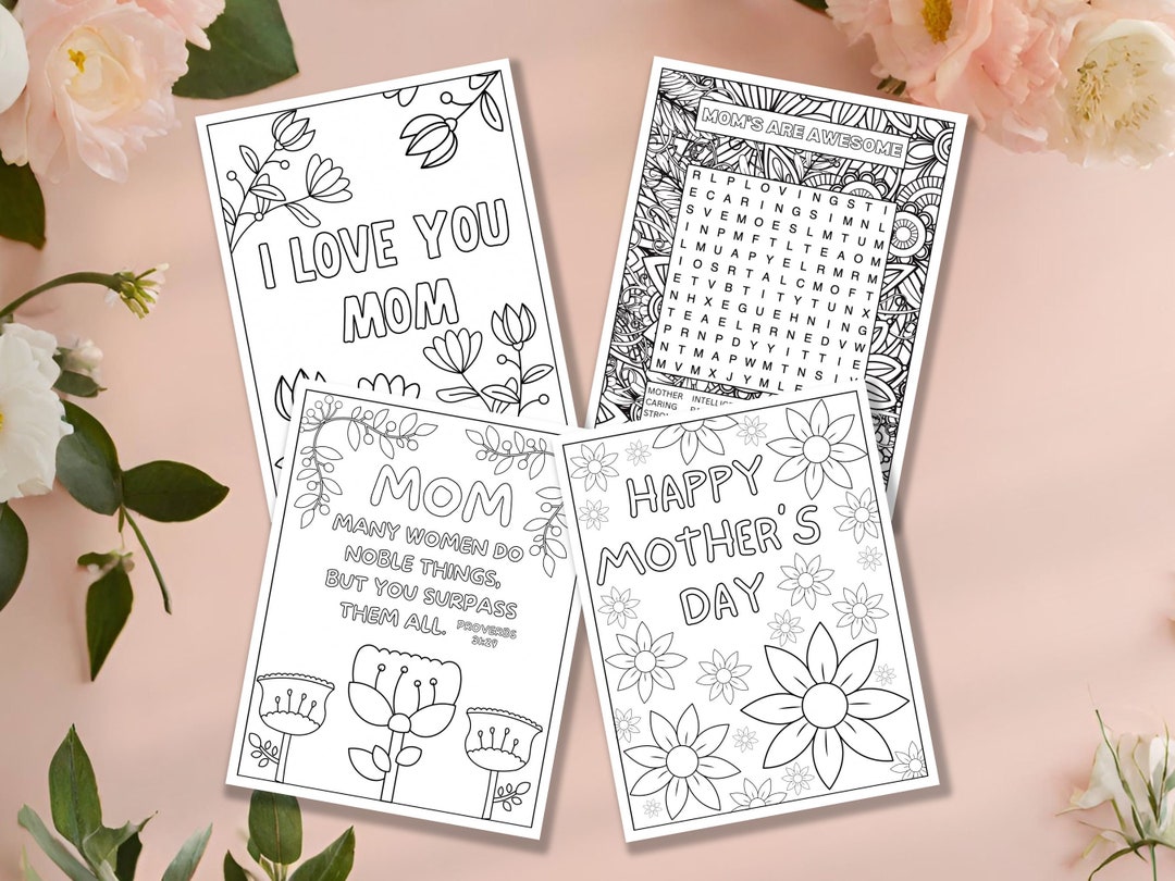 Mother's Day Coloring Sheet and Word Search - Etsy