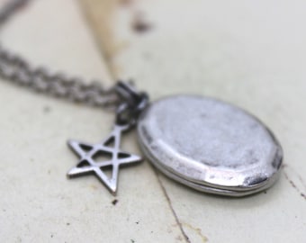 star. locket necklace. silver ox jewelry