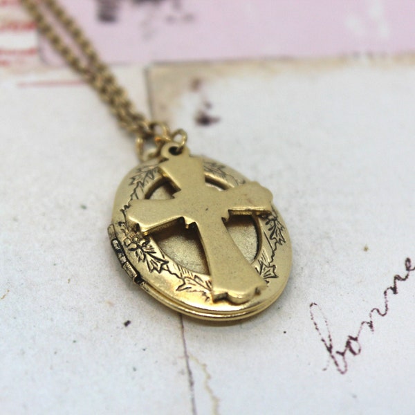 Locket With Cross Etsy