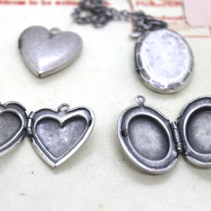 bat. heart locket necklace. silver ox jewelry now with a silver tone bat or silver ox bat image 7