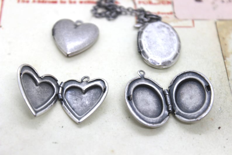 bat. heart locket necklace. silver ox jewelry now with a silver tone bat or silver ox bat image 7