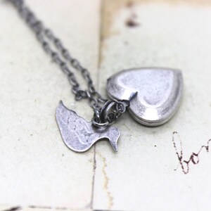 duck. locket necklace. in silver ox image 3