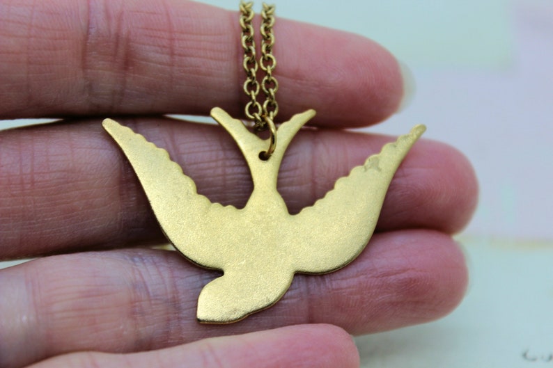necklace in gold ox jewelry swallow bird