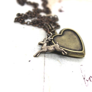 deer heart locket necklace. brass ox image 2