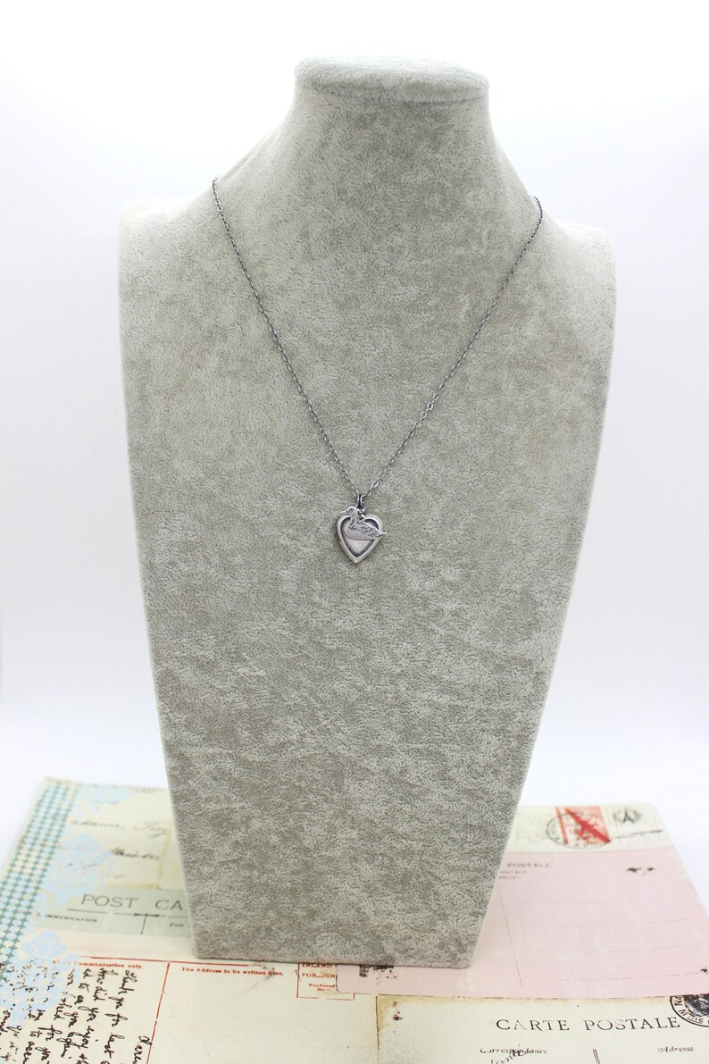 duck. locket necklace. in silver ox image 6