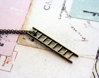 ladder necklace. in antiqued brass