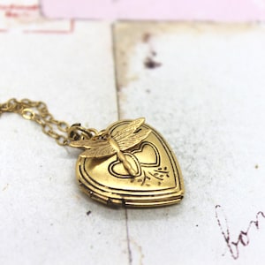 dragonfly locket necklace. in gold ox jewelry