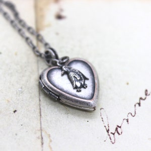 penguin. heart locket necklace. silver ox