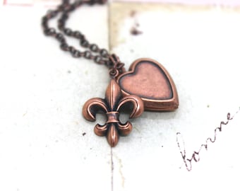 fleur necklace. copper ox