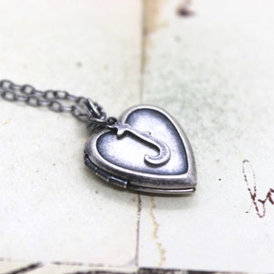Initial. locket necklace. choose your initial for personalization. smaller heart locket