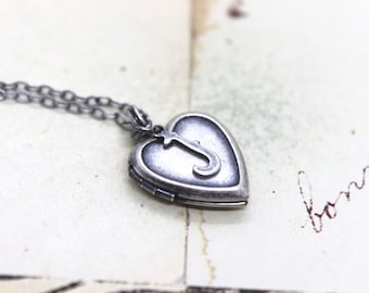 Initial. locket necklace. choose your initial for personalization. smaller heart locket