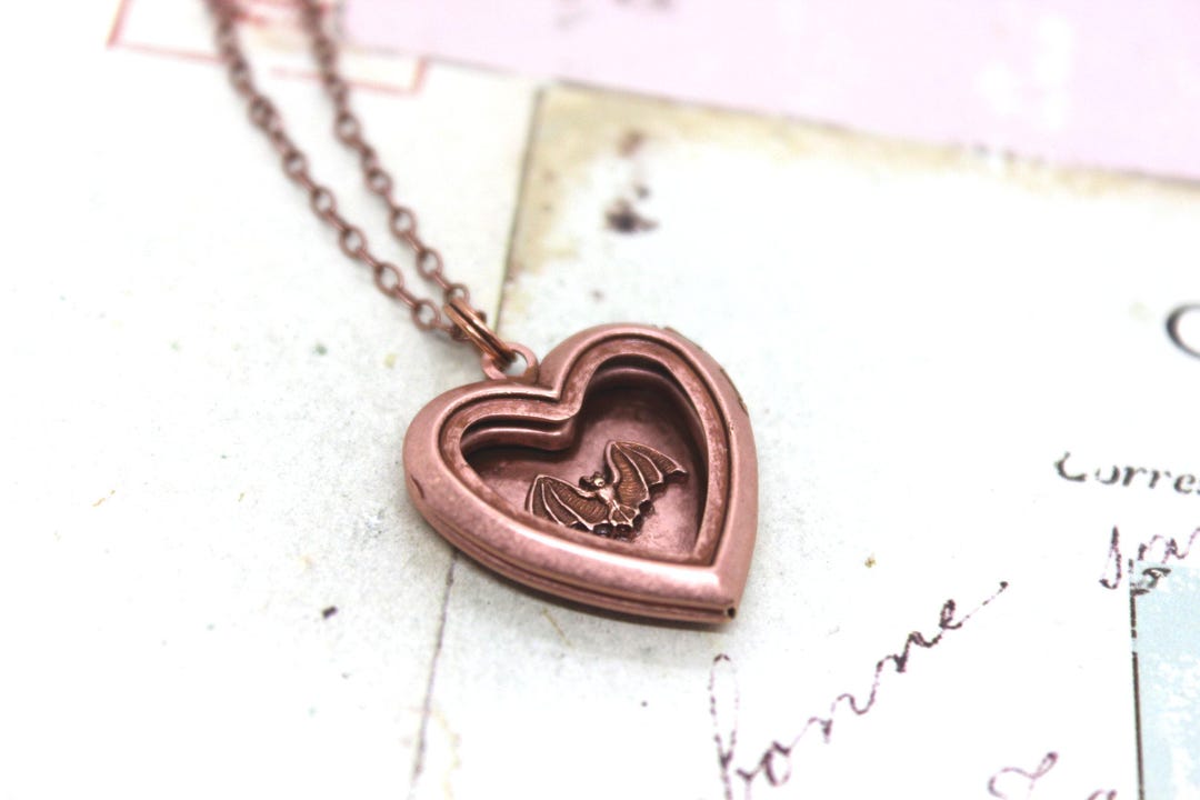 Bat. Locket Necklace. Rose Gold Ox Shades Jewelry - Etsy