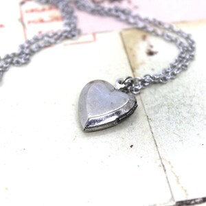 bat. locket necklace. in antiqued shiny silver tone inset heart image 7
