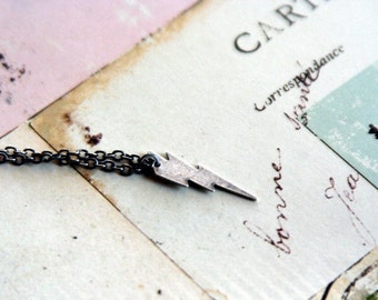 lightning bolt. necklace. silver ox