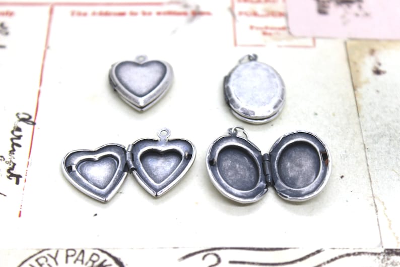 bat. heart locket necklace. silver ox jewelry now with a silver tone bat or silver ox bat image 8