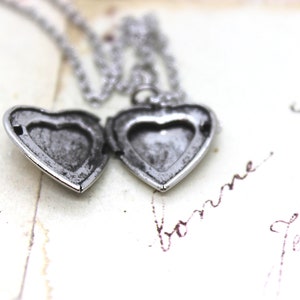 bat. locket necklace. in antiqued shiny silver tone inset heart image 8