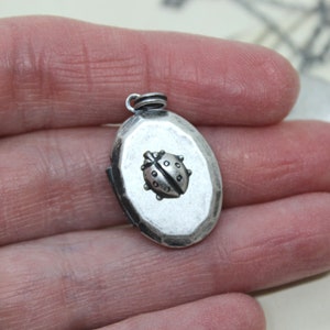 ladybug. locket necklace. in silver ox image 9