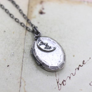 moon. locket necklace. in silver ox smaller version moon