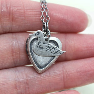 duck. locket necklace. in silver ox image 4