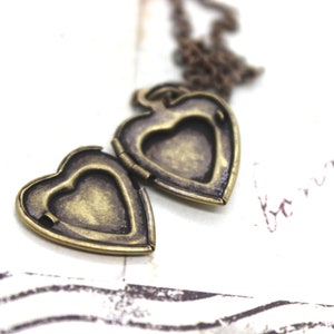 deer heart locket necklace. brass ox image 4