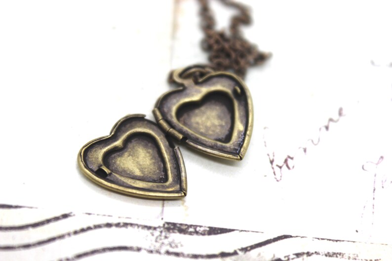 deer heart locket necklace. brass ox image 4