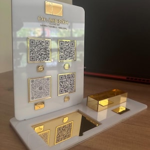 Tarjetero de escritorio de lujo con código QR