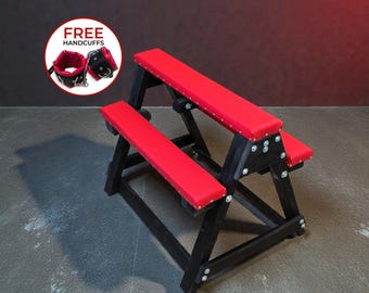 Adjustable Positioning Bench with Cushions, Wooden Pose Bench, Studio Furniture