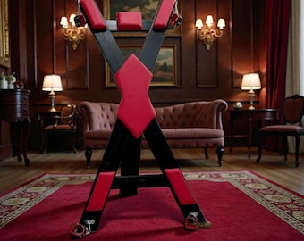 Standing Cross Style Frame, Adjustable Padded Wooden Structure, Handmade Specialty Furniture for Private Studio Interiors