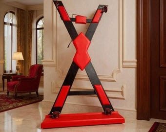 Handcrafted Standing X-Style Frame, Padded Wooden Structure, Custom Studio & Interior Equipment