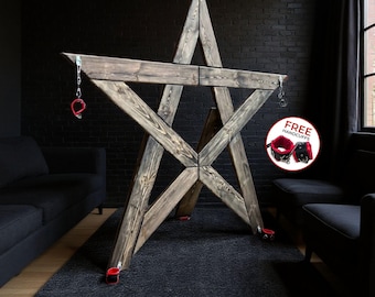 Freestanding Wooden Star Frame with Base, Wood Positioning Structure, Studio Equipment