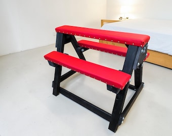 Freestanding Wooden Positioning Frame Bench with Adjustable Supports, Padded Training Furniture