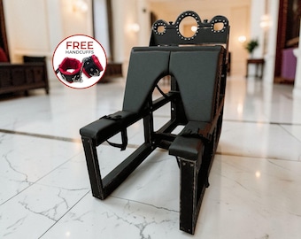 Padded Positioning Bench with Metal Rings, Solid Wood Spanking Bench