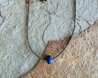 Delicate lapis lazuli and pyrite necklace