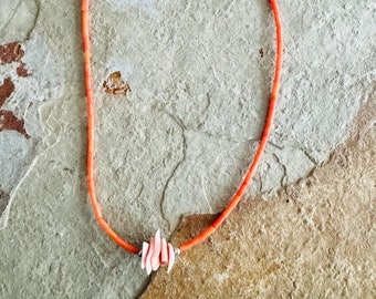 Peach coral and Navajo pearl necklace