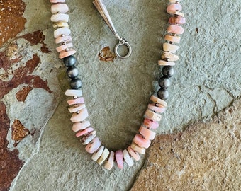 Southwest style Peruvian opal and sterling silver necklace