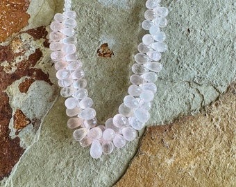 SALE-High quality faceted rose quartz beaded necklace