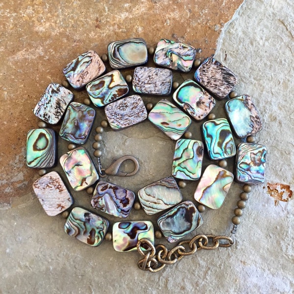Natural abalone shell beaded necklace