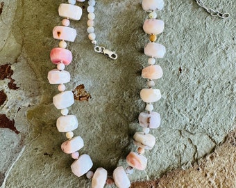 Pink Peruvian opal necklace