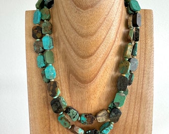 Two-strand unique turquoise necklace