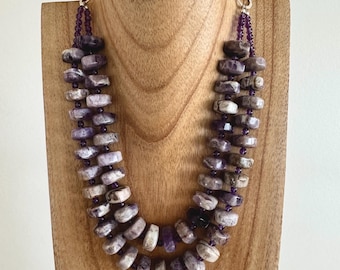Charoite statement double strand necklace