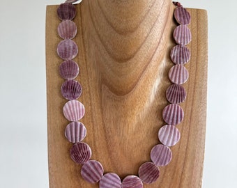 Unique purple spiny oyster shell necklace