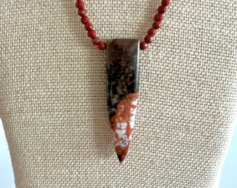 SALE- Red Sodalite pendant on a red creek jasper necklace