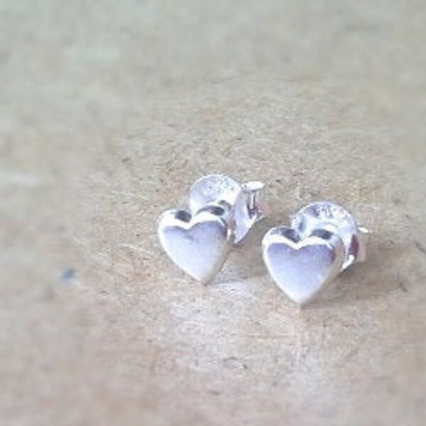 Silver Heart Stud Earrings, 925 Sterling Silver, Heart Earrings, heart nose pin, heart ear pin, silver cartilage piercing jewelry