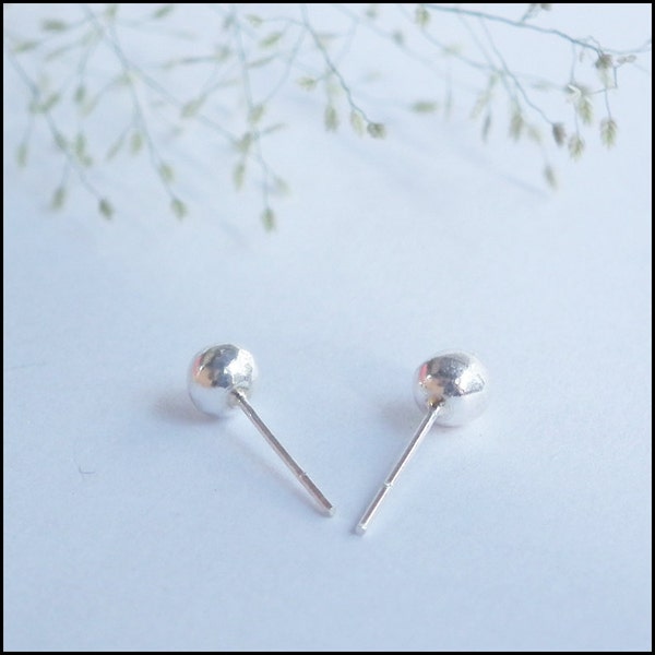 4 mm Silver Ball Stud Earrings, 925 Sterling Silver Minimal Stud Earring, Men Earrings, Cartilage Earrings Stud, Tiny Stud, Handmade Earring