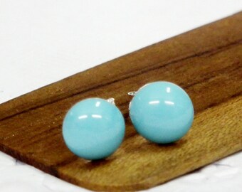 5 mm Baby Blue Stud Earrings, 925 Sterling Silver Posts, Semi Ball Studs, Mod Vintage Style, Polka Dot, cartilage/lip/nose, CUSTOMIZE